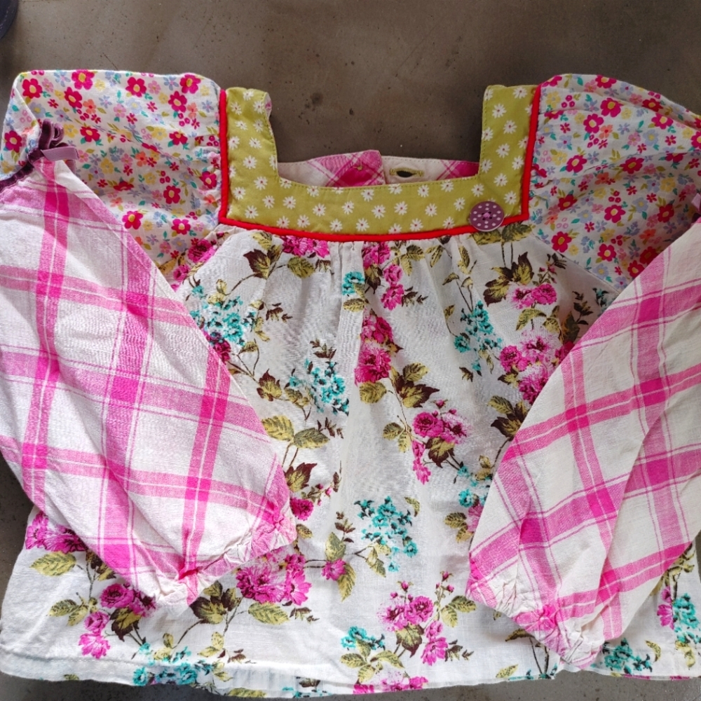 Matilda Jane Enchanted Garden Art School Mixed-Print Peasant Top